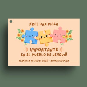 JW Gift Label Goodie Bag Puzzle Piece Spanish Pure Worship — Etiquetas de regalo Adoración Pura