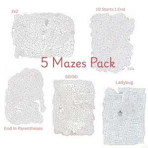 5 Challenging Mazes - Instant Download Puzzle Pack