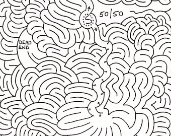 50/50 Maze – Hand Drawn Digital Download