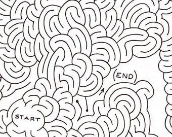 End In Parenthesis Maze - Hand Drawn Digital Download