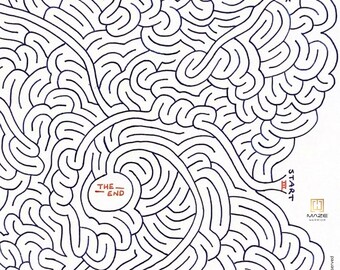 Ten Starts 1 End Maze - Hand Drawn Digital Download