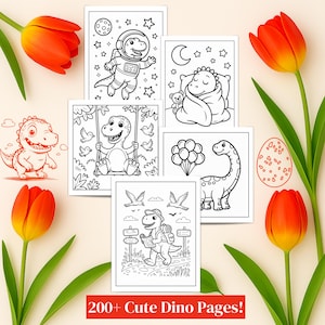 Dino Coloring Sheets, Printable Dinosaur Coloring Pages for Kids, Educational Kids Activities, Preschool and Kindergarten Coloring Fun