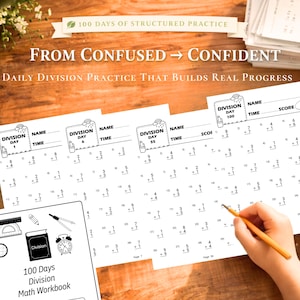 Matteövningsblad, divisionsövningar | 100 dagars divisionsövning, årskurs 2-4 | Matematikövningsblad utan förberedelse | Utskrivbar matte för hemundervisning