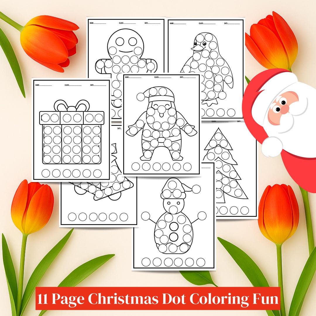 Christmas Dot Marker Coloring Pages for Kids, Printable Christmas Pages ...