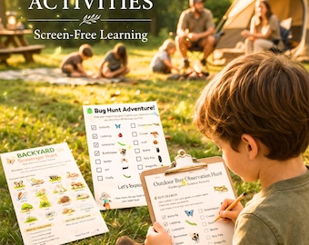 Kids Outdoor Scavenger Hunt Printable, das sie länger ohne Hilfe beschäftigt, strukturiertes Outdoor-Aktivitätensystem für unabhängiges Spielen