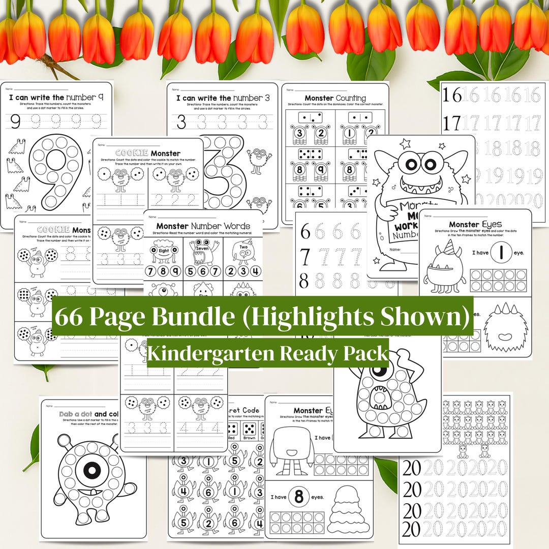 Monster Math Kindergarten & Pre-k Worksheets Bundle | Fun Counting ...