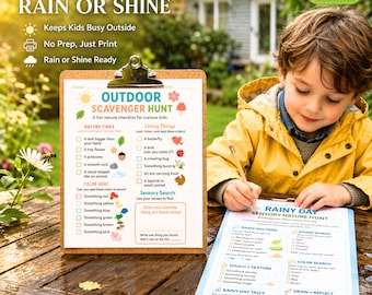 Schnitzeljagd für Kinder, Schnitzeljagd im Freien PDF, Natur-Schnitzelspiel, Kinderjagd im Freien, Bildschirmfreie Kinderaktivität