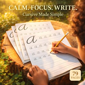 Cursive Writing Practice Workbook Grade 2 3 | 79 Page Cursive Alphabet & Letter Tracing Worksheets | Keeps Kids Writing Independently