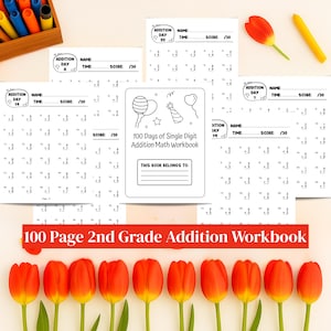 100 Tage Zugabe Mathe-Arbeitsblätter für die 1.& 2.Klasse | Druckbare Rechenübungen für Kinder im Alter von 6-8 Jahren | Homeschool und Klassenzimmer Ressourcen