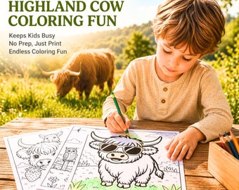 Kuh Malseiten, die Kinder tatsächlich ohne Hilfe beschäftigen - 70+ Seiten Highland Kuh Färbung System für die ruhige Zeit im Vorschulalter