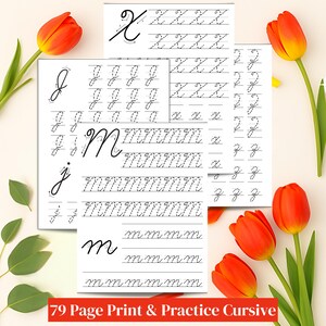Cursive Letters Handwriting Practice Sheets – Printable Upper & Lowercase Tracing PDF | Beginner Cursive Alphabet for Kids and Students