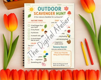 Printable Outdoor Scavenger Hunt for Kids | Nature Walk & Sensory Game for Ages 3-10 | Homeschool, Preschool, Classroom Activity Sheet