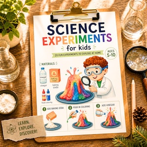 Science Experiments for Kids Printable STEM Kit Ages 5–10 20 Experiments Homeschool Science Activities Easy At Home