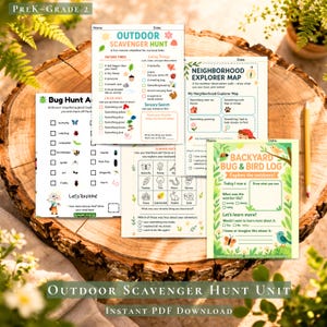 Scavenger Hunt Outdoor Activities for Kids | 5 Nature Scavenger Hunts Summer Break Outdoor Learning, Nature Exploration, Scavenger Hunt PDF