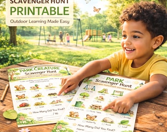 Park Scavenger Hunt druckbares PDF, Kinder Schnitzeljagd für die Vorschule, Jagdaktivität im Freien, Naturjagd Arbeitsblatt, ohne Vorbereitungsbildschirm, kostenlose Kinder