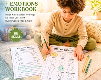 Gefühle Arbeitsblatt Kinder, die sie ohne Hilfe erfüllen können – Emotion Check-In System für SEL, emotionales Bewusstsein, Beruhigungs-Routine PDFs