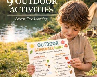 Kinder Outdoor Schnitzeljagd, die tatsächlich ohne Hilfe funktioniert, strukturiertes Aktivitätssystem für unabhängiges Spielen, Park Homeschool Kid Printable