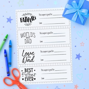 Father&#39;s Day Coupons – Instant Download Printable