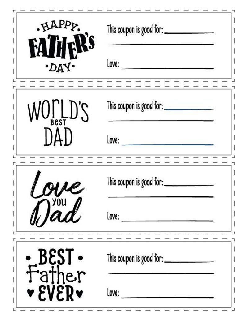 Father's Day Coupons – Instant Download Printable - Etsy