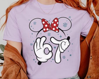 I Was 6 Now I'm 7 Six Seven Birthday Shirt: Disney Minnie Seven Year Old Bday Gift
