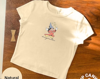 Disney Little Mickey The Sorcerer Baby Tee, Woman's Crop Top, Imagination Magical Kingdom Cropped Tee