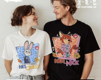 Customizable Couple Matching Zootopia His Judy Her Nick Shirt: Disney Mr. Mrs. Movie Fan Tee