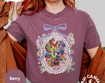 Disney Zootopia Characters Nick And Judy Coquette Bows Shirt: Youth Kids Movie Fan Tee