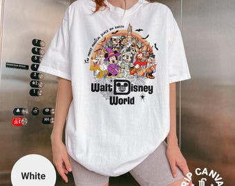 Camisa retro de Halloween con el castillo del ratón de Disney Magical World, camiseta vintage de Mickey con calabaza espeluznante, sudadera y sudadera con capucha, Minnie y Donald