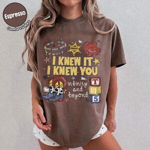 Ts Vintage I knew It I knew You Shirt, Toy Story 5 Music Inspired Tee, Cowboy Jessie Woody Sheriff T-shirt, Disneyland Friendship TS13 Top Espresso/Brown
