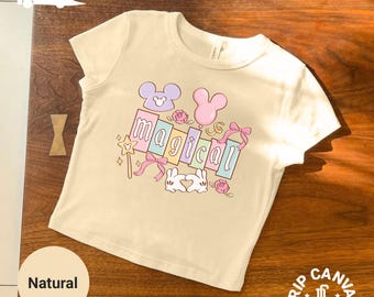 Disney Magical Place Woman's Baby Tee: Waltdisney Girly Pastel Pink Coquette Crop Top