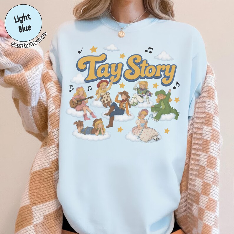 Retro TS 5 Tay Story Cowboy Tee, Jessie & Mrs. Nesbitt Baby Just Say Yes Shirt, Disney Toy Story Land T-shirt, Country Music Fan Tee Chambray/Light Blue