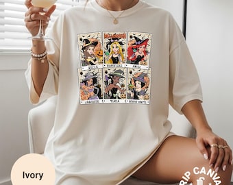 Retro Disney Princess Characters Halloween Shirt, Disneyland Princess Spooky Costume Top, Disneyworld Hoodie, Rapunzel, Belle, Cinderella