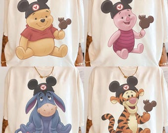 Retro Winnie The Pooh Friends In Disneyland Shirt, Disney Mouse Ears Tigger Piglet Tee, Pooh Bear Characters Shirt, Family Trip Group Tshirt