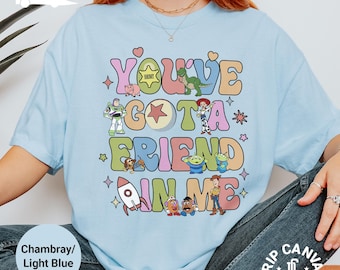 Retro You've Got A Friend In Me Toystory Shirt: Toy Story Woody and Buzz Disney Pixar Kids Tee