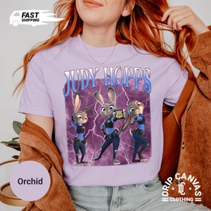 Judy Hopps Zootopia 2 Bunny Police Shirt: Disney Judy and Nick Wilde Kids Tshirt Orchid-Comfort Only