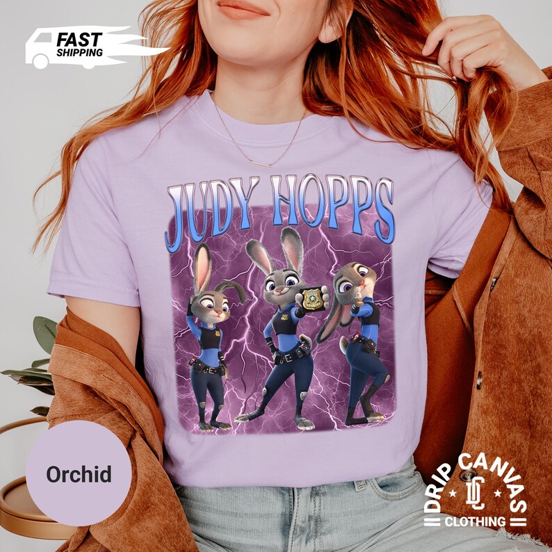 Judy Hopps Zootopia 2 Bunny Police Shirt: Disney Judy and Nick Wilde Kids Tshirt Orchid-Comfort Only