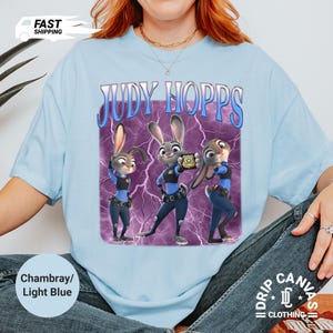 Judy Hopps Zootopia 2 Bunny Police Shirt: Disney Judy and Nick Wilde Kids Tshirt Chambray/Light Blue