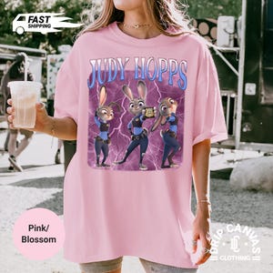 Judy Hopps Zootopia 2 Bunny Police Shirt: Disney Judy and Nick Wilde Kids Tshirt Blossom/Light Pink