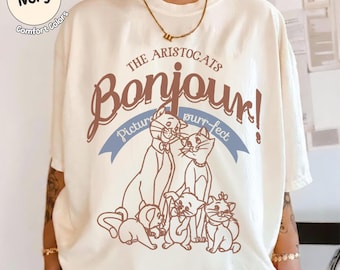 Retro Comfort Colors The Aristocats Bonjour Shirt, Disney Family Matching Tee, Paris Disneyland Outfit