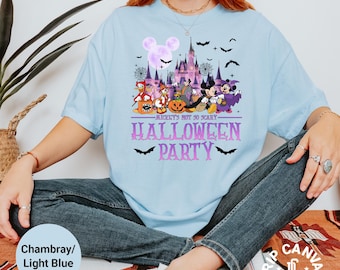 Camiseta retro de Mickey para fiesta de Halloween, disfraz de fantasma del castillo de Disneyland, luna morada del Reino Mágico, Minnie, Donald y Pluto.