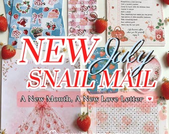 July Snail Mail Sweet Strawberry Goose, Pen Pal Letter, Self Care Mail, Happy Mail Gift, Stickers & Bookmark Set, Free Shipping Worldwide