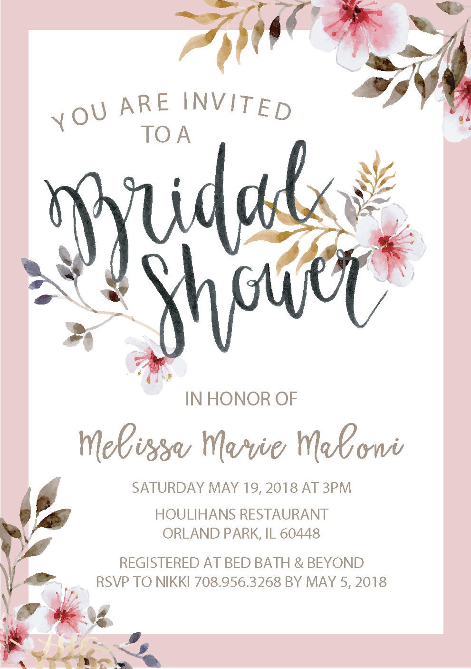Spring & Floral Bridal Shower Invitation printable file Etsy