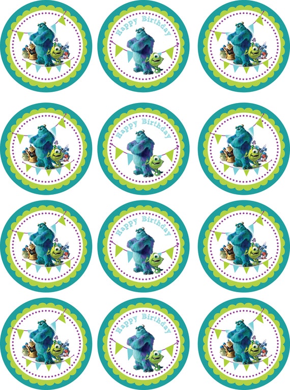 Monster Inc Toppers Ou Etiquettes De Cupcakes Danniversaire Etsy France