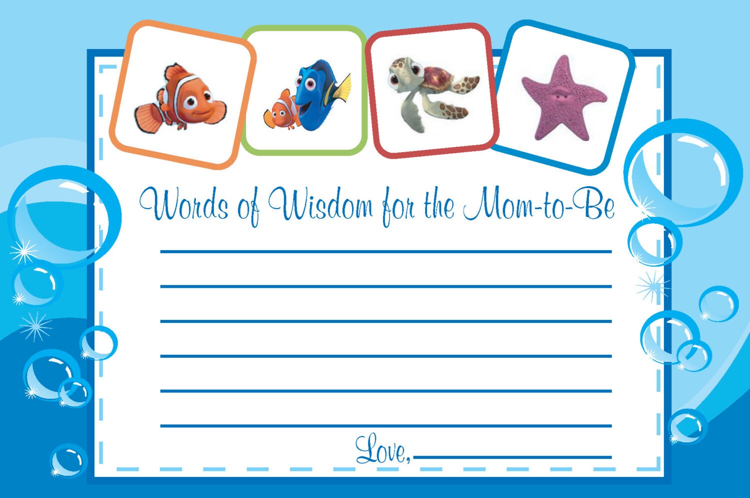Finding Nemo words of wisdom cards Etsy