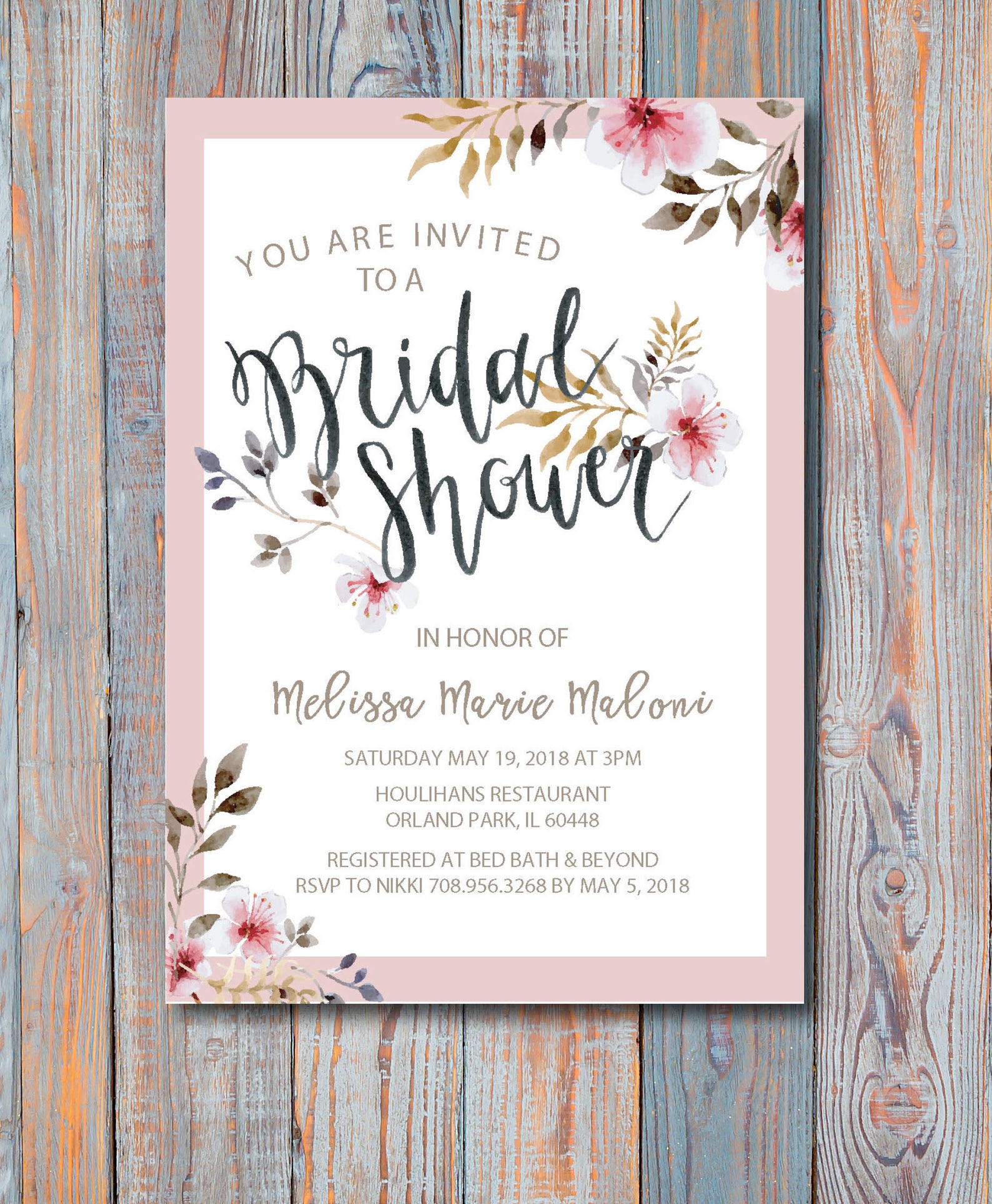Spring & Floral Bridal Shower Invitation printable file Etsy