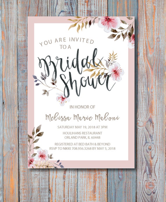 Spring & Floral Bridal Shower Invitation printable file Etsy