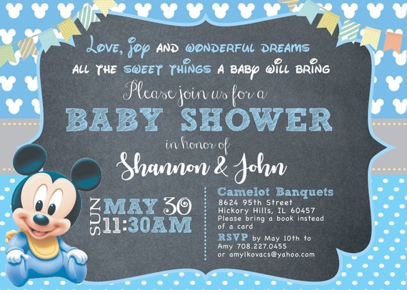 baby mickey mouse baby shower invitation