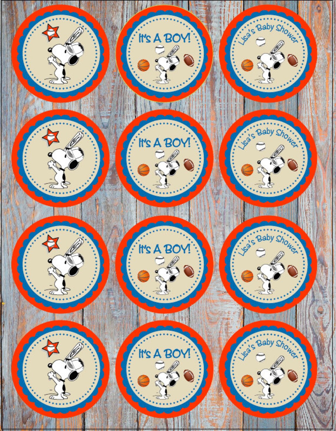 Snoopy Printable Cupcake Toppers or Tags - Etsy UK