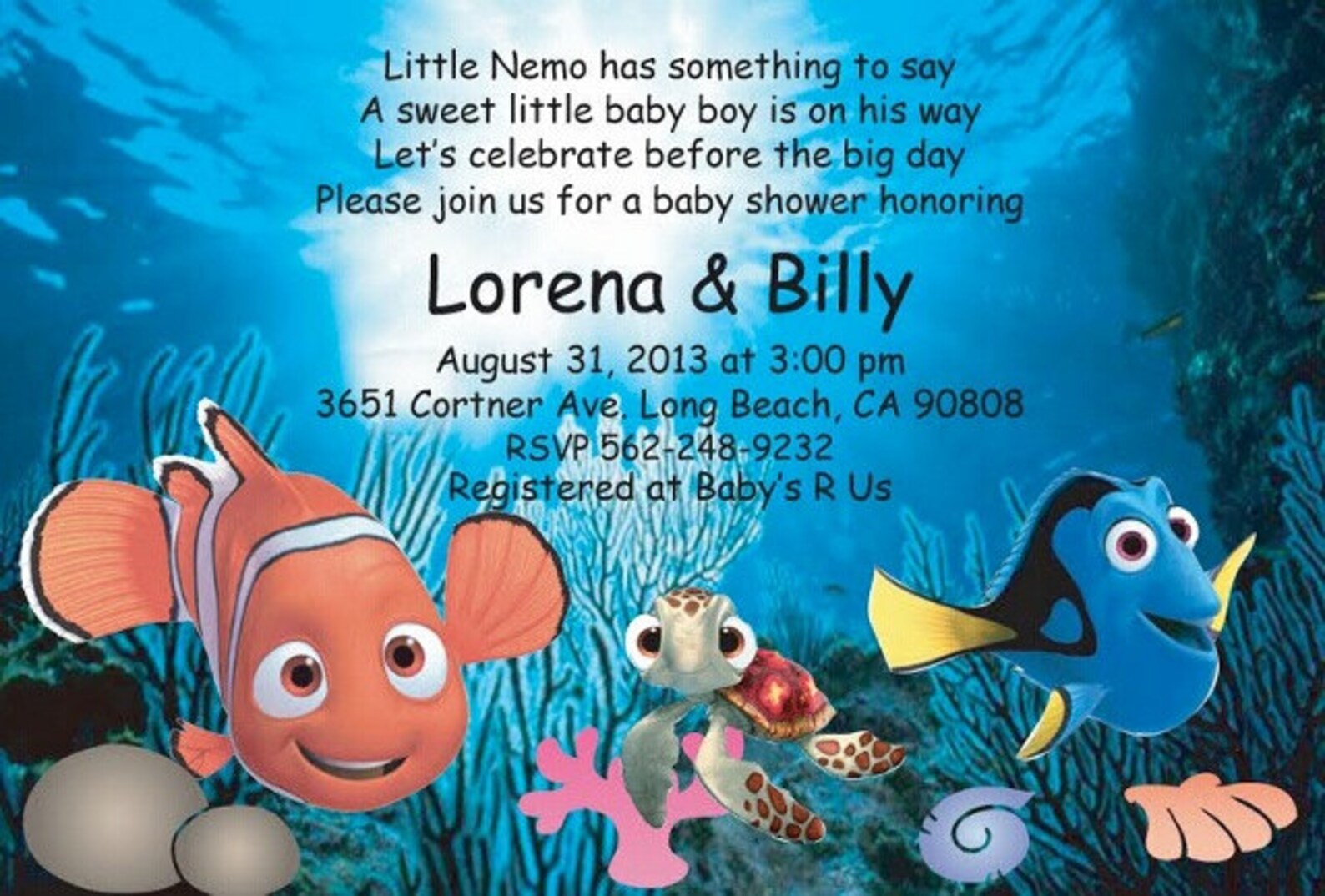 Finding Nemo Baby Shower Invitation Etsy