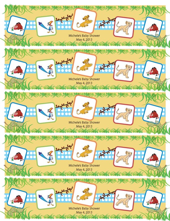lion king printable water bottle label etsy